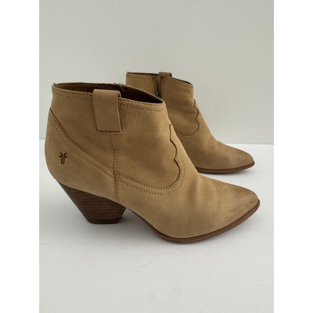 Frye Reina Leather Ankle Western Booties in Desert Women's Size 8
